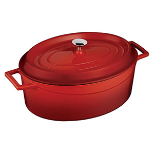 LAVA 5 Quarts Cast Iron Dutch Oven: Multipurpose Stylish Oval Shape Dutch  Oven Pot with Glossy Sand-Colored Three Layers of Enamel Coated Interior