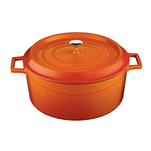 LAVA 5 Quarts Cast Iron Dutch Oven: Multipurpose Stylish Oval Shape Dutch  Oven Pot with Glossy Sand-Colored Three Layers of Enamel Coated Interior  with Trendy Lid (Orange) 