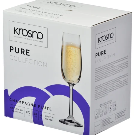 Krosno Champagne Glasses | Set of 6 | 170 ML | Pure Collection | Crystalline Glass | Dishwasher Safe | Elegant Flute Design - Image 3