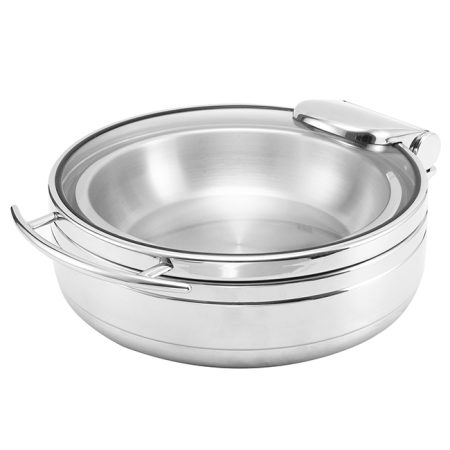Imperus Stainless Steel Round Induction Chafing Dish – 6 Litre (38 cm) With Full Area Glass Vision Lid