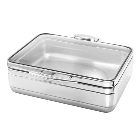 Imperus Stainless Steel Square GN2/3 Induction Chafing Dish – 5.1 Litre With Full Area Glass Vision Lid