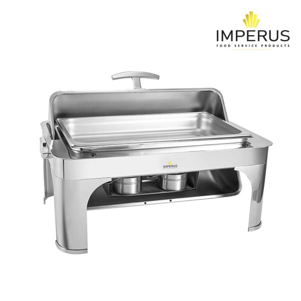 Imperus Stainless Steel Rectangular Rolltop Oblong Chafing Dish – 8.3 Litre