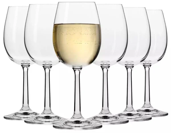 Krosno White Wine Glasses | Set of 6 | 250 ML | Pure Collection | Crystalline Glass | Dishwasher Safe | Elegant Long Stem Design