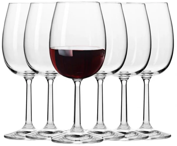 Krosno Red Wine Glasses | Set of 6 | 350 ML | Pure Collection | Crystalline Glass | Long Stem | Dishwasher Safe