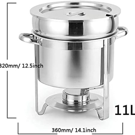 Imperus SS Soup Chafing Dish – 7 Ltr & 11 Ltr - Soup Chafing Dish, Stainless Steel Marmite Chafer Soup Warmer - Image 9