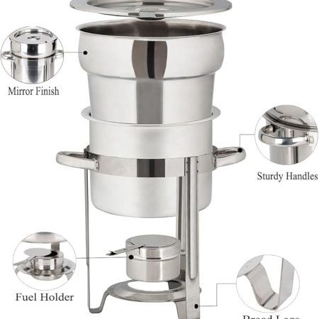 Imperus SS Soup Chafing Dish – 7 Ltr & 11 Ltr - Soup Chafing Dish, Stainless Steel Marmite Chafer Soup Warmer - Image 7