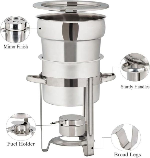 Imperus SS Soup Chafing Dish – 7 Ltr & 11 Ltr - Soup Chafing Dish, Stainless Steel Marmite Chafer Soup Warmer - Image 7
