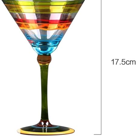 Bar Infusion Crystal Martini Glass – 250 ml V-Shape Colorful Cocktail Glass - Image 2