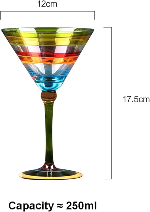Bar Infusion Crystal Martini Glass – 250 ml V-Shape Colorful Cocktail Glass - Image 2