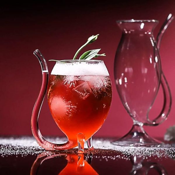 Bar Infusion 300ml Kangaroo Wine Cocktail Glass with Straw Tube – Unique 2-Leg Design - Image 5