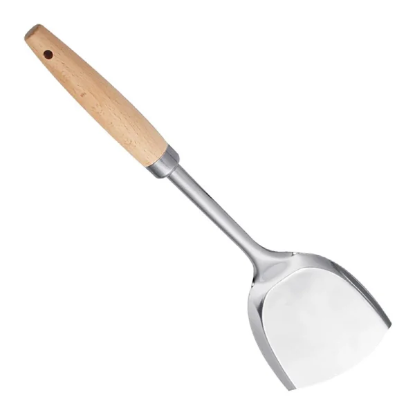 Imperus Chinese Spatula with Wooden Handle – 9 cm Stainless Steel Blade – Ideal for Stir-Frying, Sauteing & Wok Cooking