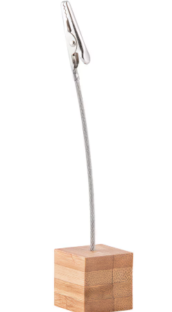 Tablecraft 5" Square Number Clip, Bamboo