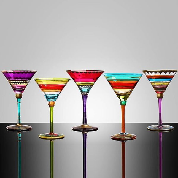 Bar Infusion Crystal Martini Glass – 250 ml V-Shape Colorful Cocktail Glass - Image 3