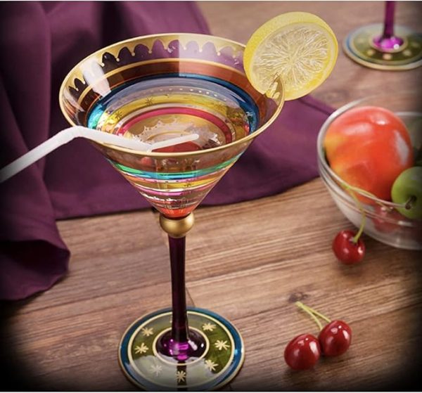 Bar Infusion Crystal Martini Glass – 250 ml V-Shape Colorful Cocktail Glass - Image 4