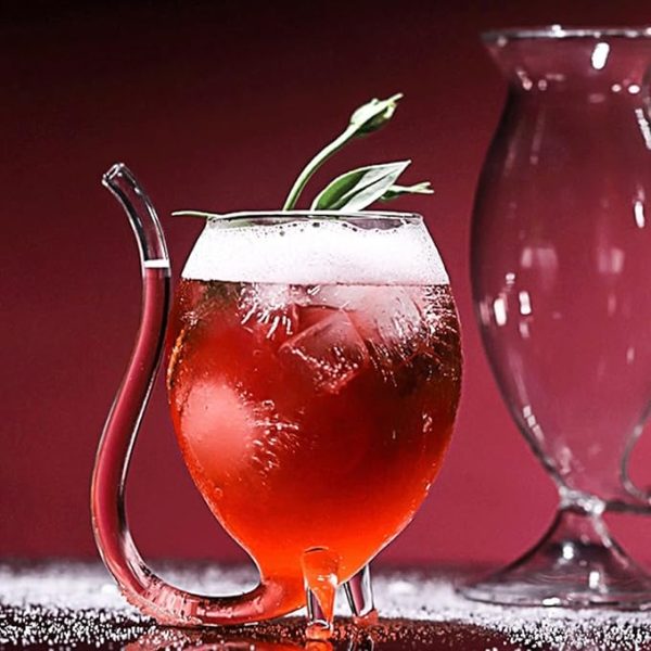 Bar Infusion 300ml Kangaroo Wine Cocktail Glass with Straw Tube – Unique 2-Leg Design - Image 8