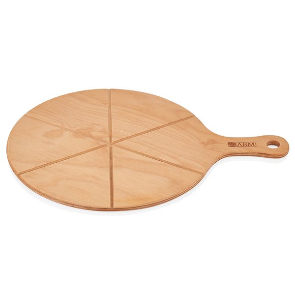 ABM PIZZA SERVING BOARD 38CM - w\HANDLE - w\SLICES