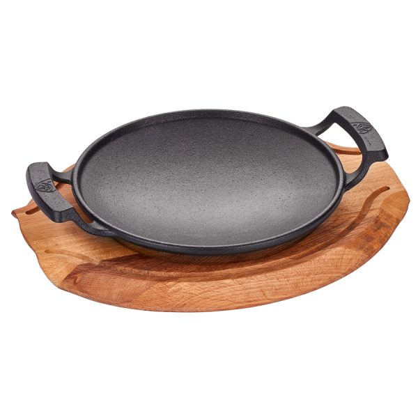 CAST IRON SHALLOW WOK 24CM +TRIVET