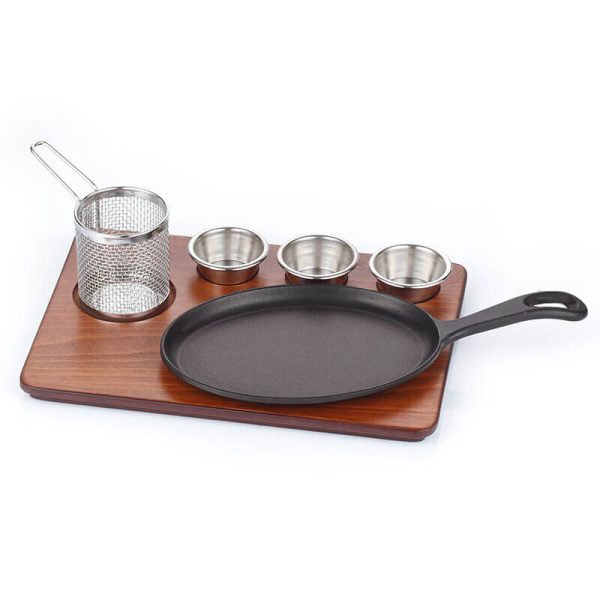 ABM C.IRON LARGE OVAL FAJITA SKILLET SET - MDF