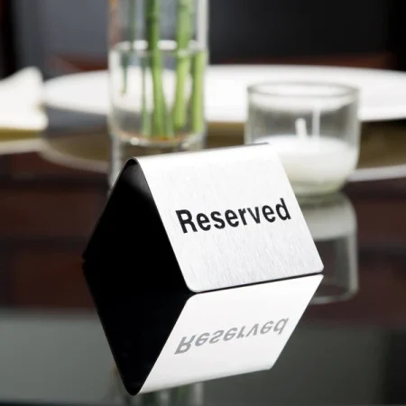 Tablecraft B9 2 1/2" x 2" Stainless Steel "Reserved" Tent Sign - Image 2