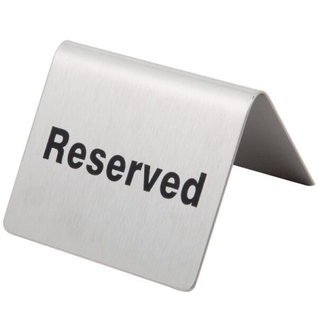 Tablecraft B9 2 1/2" x 2" Stainless Steel "Reserved" Tent Sign