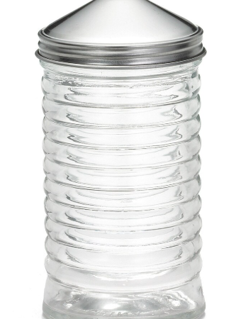 Tablecraft Beehive Collection™ 12 oz Glass Sugar Pourer w/ Center Pour Stainless Steel Top