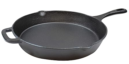 Tablecraft 12 1/4" Round Seasoned Cast Iron Skillet