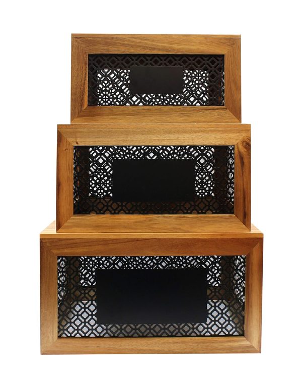 Tablecraft HFCSET3 Farmhouse 3-Piece Acacia Wood Riser Set