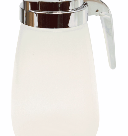 Tablecraft 10 oz Modern Collection™ Syrup Dispenser, Chrome Plated Metal Top