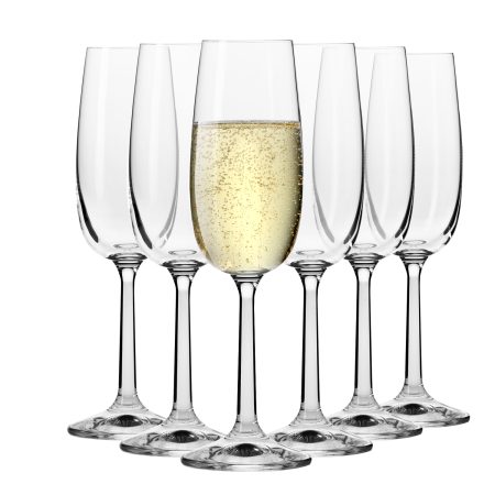 Krosno Champagne Glasses | Set of 6 | 170 ML | Pure Collection | Crystalline Glass | Dishwasher Safe | Elegant Flute Design
