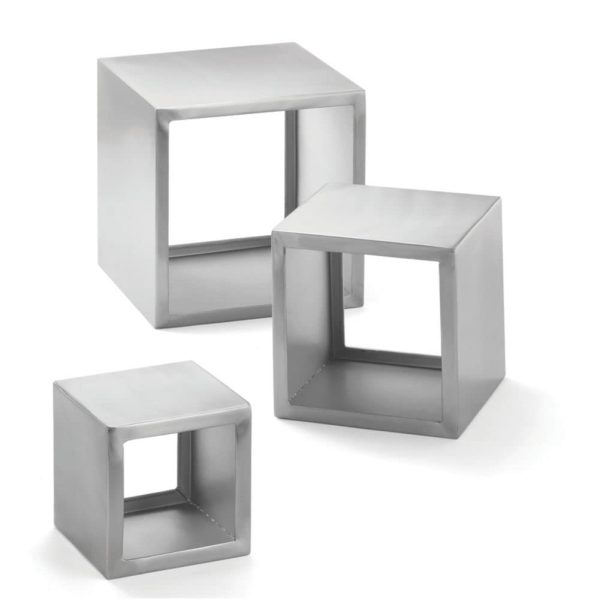 Tablecraft 3 Piece Square Stainless Steel Riser Set