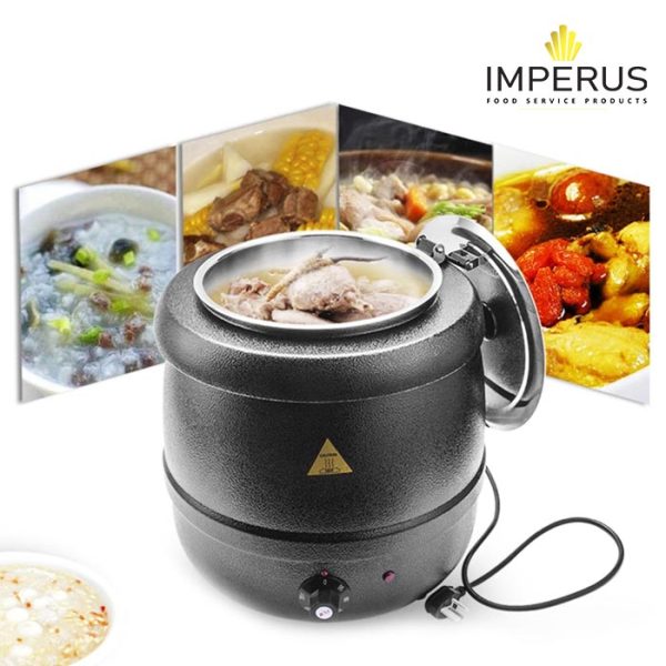 Imperus Electric Soup Turine - 10L Chafing Dish Soup Warmer Stainless Steel Soup Kettle
