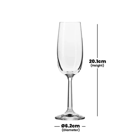 Krosno Champagne Glasses | Set of 6 | 170 ML | Pure Collection | Crystalline Glass | Dishwasher Safe | Elegant Flute Design - Image 5