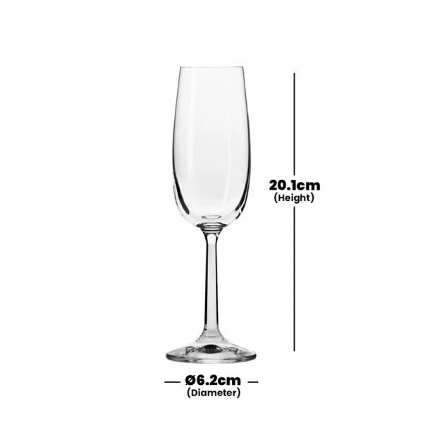 Krosno Champagne Glasses | Set of 6 | 170 ML | Pure Collection | Crystalline Glass | Dishwasher Safe | Elegant Flute Design - Image 5