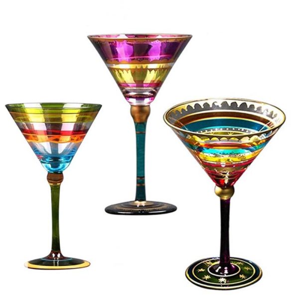 Bar Infusion Crystal Martini Glass – 250 ml V-Shape Colorful Cocktail Glass
