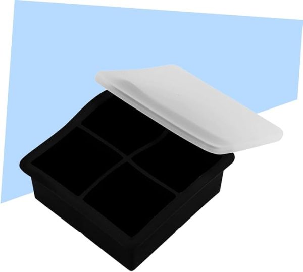 Bar Infusion 4 Hole  Black Square Silicone Ice Mould With Lid - Image 4