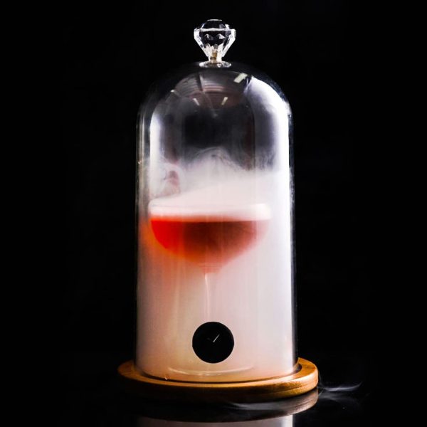 Bar Infusion Large Size Glass  Cocktail Fumigator Cover With Wooden Base and Diamond Head - Image 5