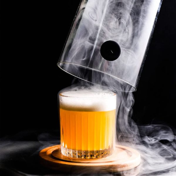 Bar Infusion Large Size Glass  Cocktail Fumigator Cover With Wooden Base and Diamond Head - Image 7