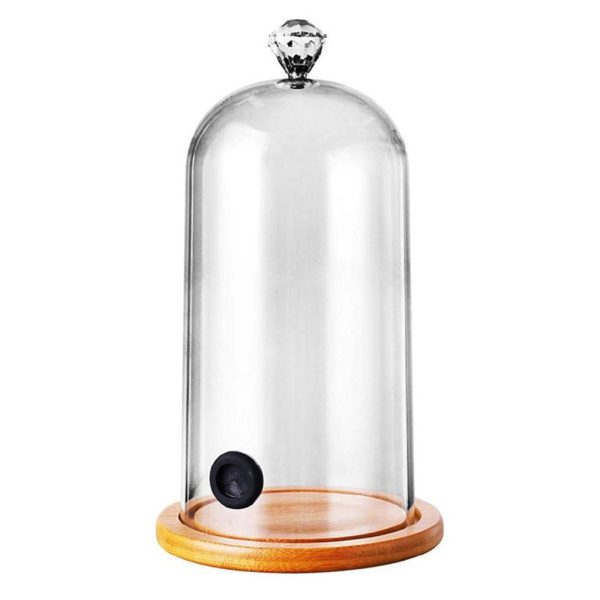 Bar Infusion PC  Cocktail Fumigator Cover With Wooden Base and Diamond Head