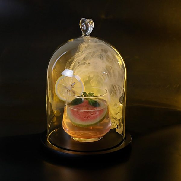 Bar Infusion Large Size Glass  Cocktail Fumigator Cover With Wooden Base and Diamond Head - Image 2