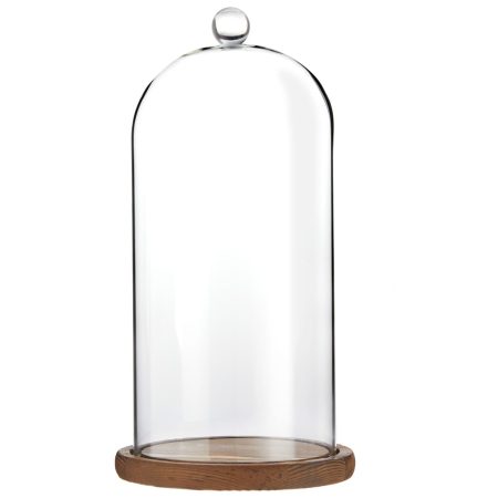 Bar Infusion Large Size Glass  Cocktail Fumigator Cover With Wooden Base and Diamond Head