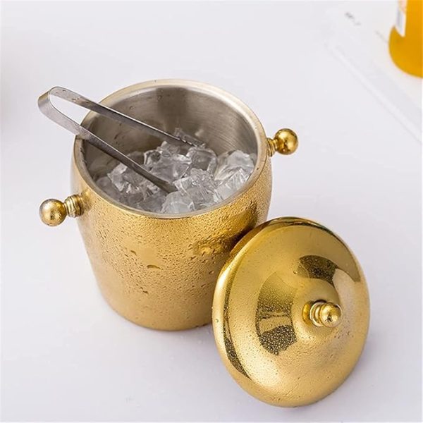 Bar Infusion 1L Stainless Steel Drum  Ice Bucket Double Ear With Lid And Handle - Image 4