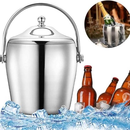 Bar Infusion 1L Stainless Steel Drum  Ice Bucket Double Ear With Lid And Handle - Image 7