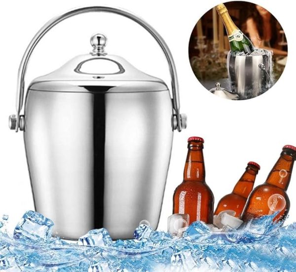 Bar Infusion 1L Stainless Steel Drum  Ice Bucket Double Ear With Lid And Handle - Image 7