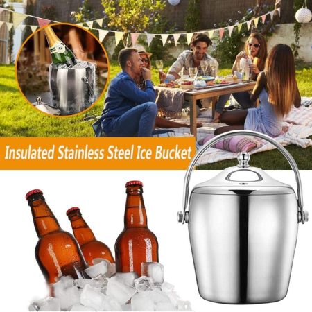 Bar Infusion 1L Stainless Steel Drum  Ice Bucket Double Ear With Lid And Handle - Image 8