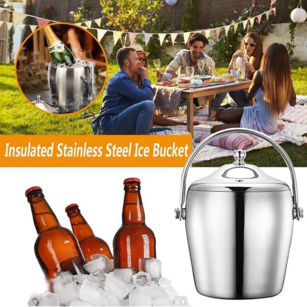 Bar Infusion 1L Stainless Steel Drum  Ice Bucket Double Ear With Lid And Handle - Image 8