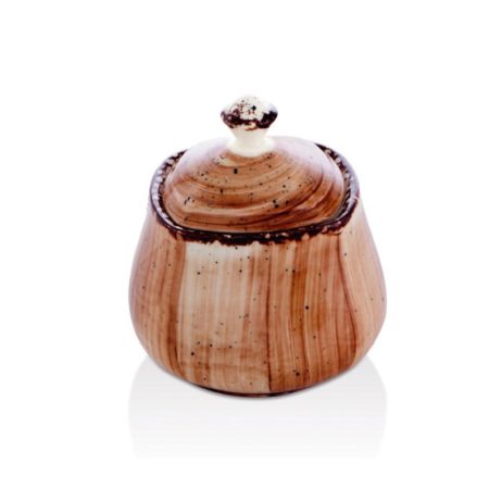 Gural Porcelain Orlando Avanos Brown Sugar Bowl and Lid 10 cm