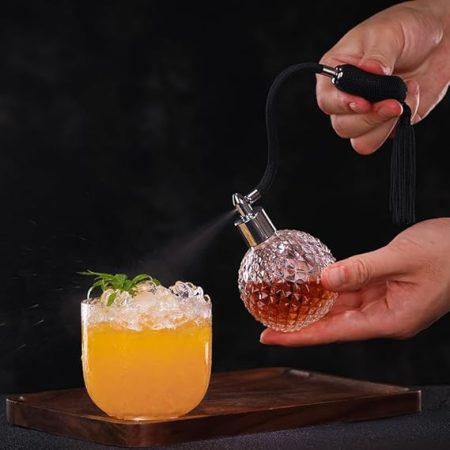 Bar Infusion 100ml Diamond Round Glass Spray Bottle with Black Long Airbag - Image 7